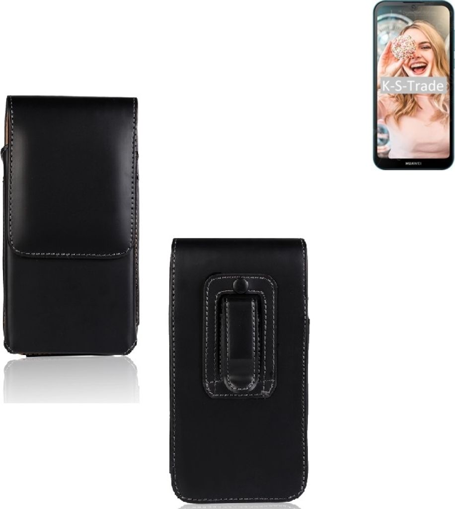 K-S-Trade Gürteltasche für Huawei Y5 2019 Schutz Hülle Handy Hülle mit Magnetverschluss Holster in schwarz