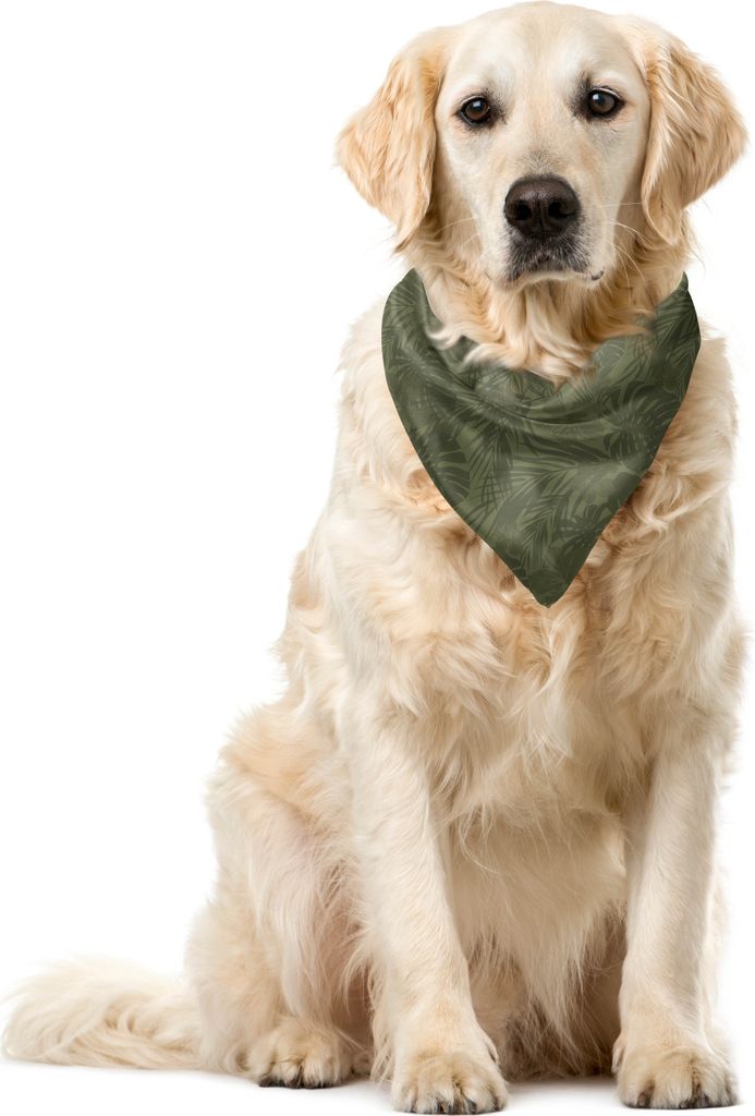 ABAKUHAUS Vintage Palm Haustier Bandana, MonochromeLeaves, 40x40 cm, Slate Brown-Armee-Grün