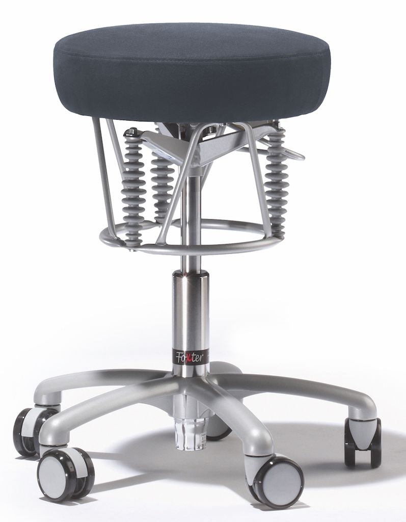 Bioswing Foxter Kunstfaser grau YS171 Xtreme, Fußkreuz Alu silber , Gasfeder 2 44-57 cm , Rollen für harte Böden