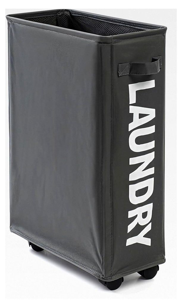 Faltbarer Wäschekorb mit Rollen: 42L Oxford-Stoff, wasserdichter Wäschebehälter für Schlafzimmer, Waschküche, Badezimmer - Dunkelgrau, 57 x 39...