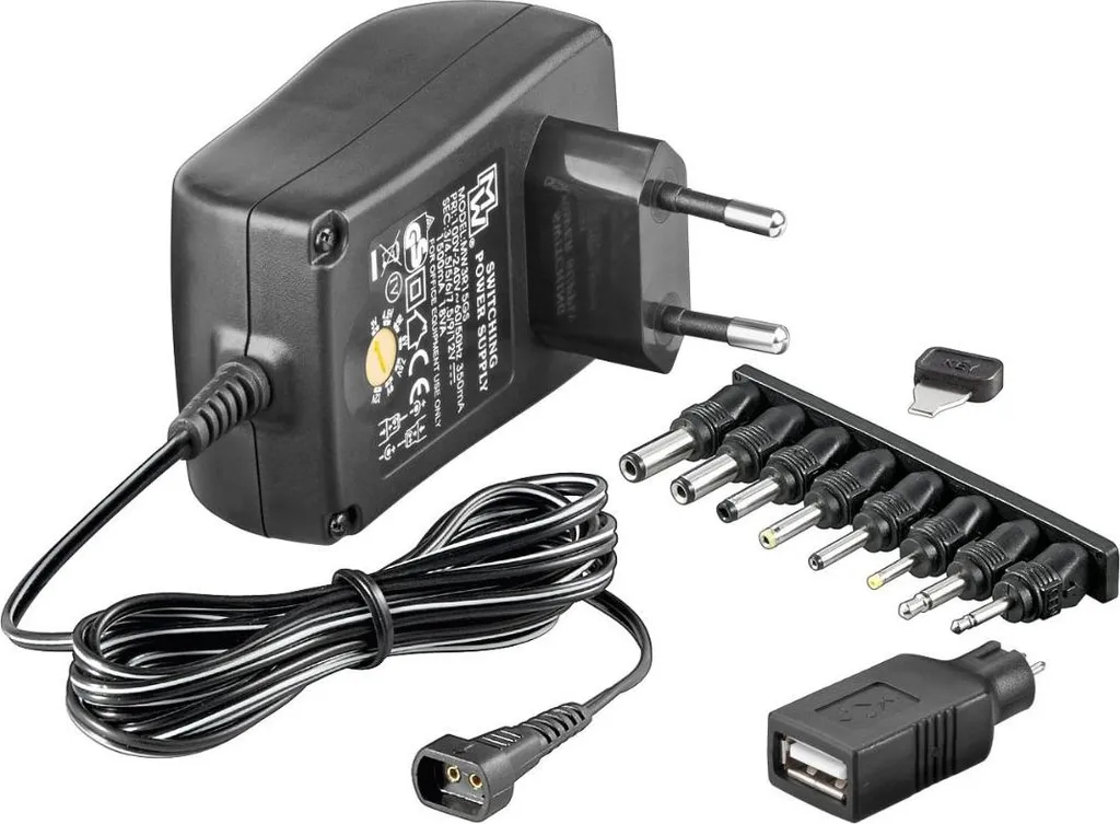 MicroConnect 3-12V Univ Adaptateur Secteur Universel avec 6 Embouts