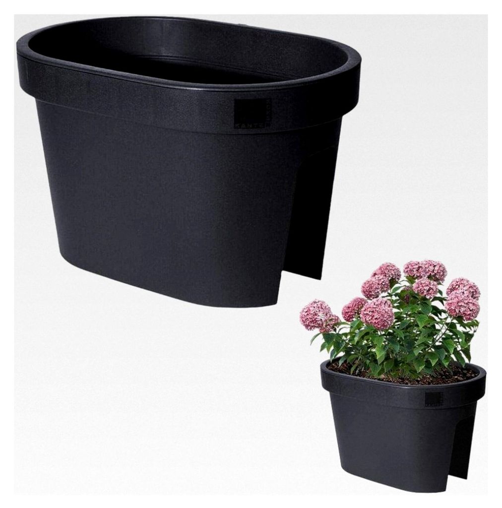 Blumenkasten für Geländer hängend schwarz 39,5x26,5x24 cm