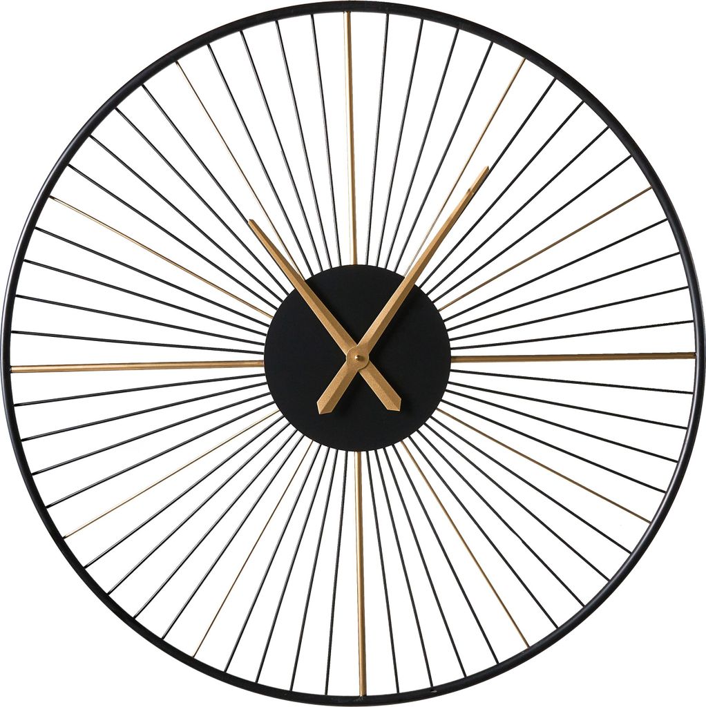 BELIANI Wanduhr Schwarz Metall Rund 80 cm mit Zeigern Batteriebetrieben Modern Loft Design Uhr ohne Indizes Sekundenzähler