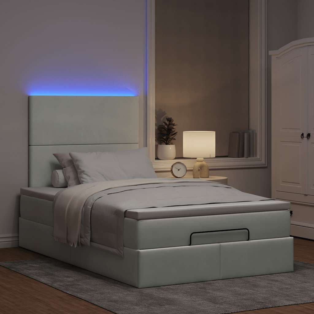 Möbel Ottoman-Bett mit Matratzen & LEDs Hellgrau 120x200 cm Samt - Klassische Betten 3314240