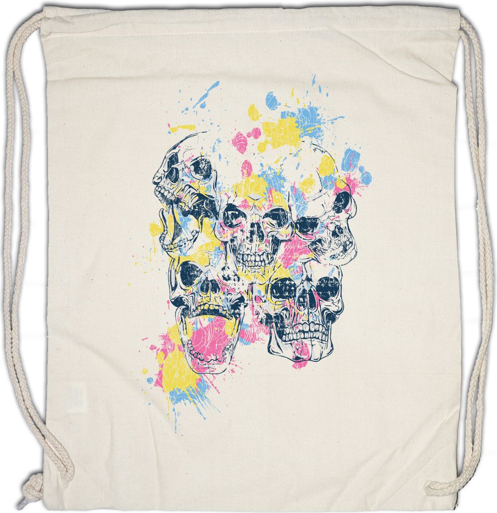 Urban Backwoods Skull Ornaments, Turnbeutel, Farbe: Beige