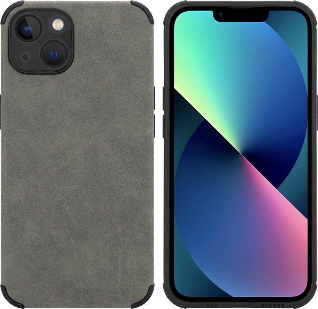 Cadorabo Hülle für Apple iPhone 13 Schutz Hülle in Grau TPU Silikon Etui edle Kunst-Wildleder Rückseite