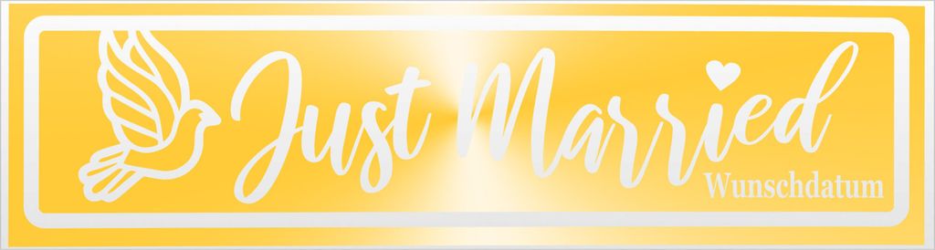 Kiwistar Just Married Wunschdatum invertiert Magnetschild Schild magnetisch - 20cm Gelb - reflektierend - Magnetfolie für Auto PKW Kfz