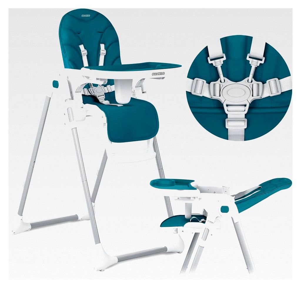 Tulo - 2in1 Hochstuhl für Babys - Mit Gurt - Abnehmbares Tablett - Klappbarer Fütterungsstuhl mit Rollen - Verstellbare Rückenlehne - Mitwachsen...