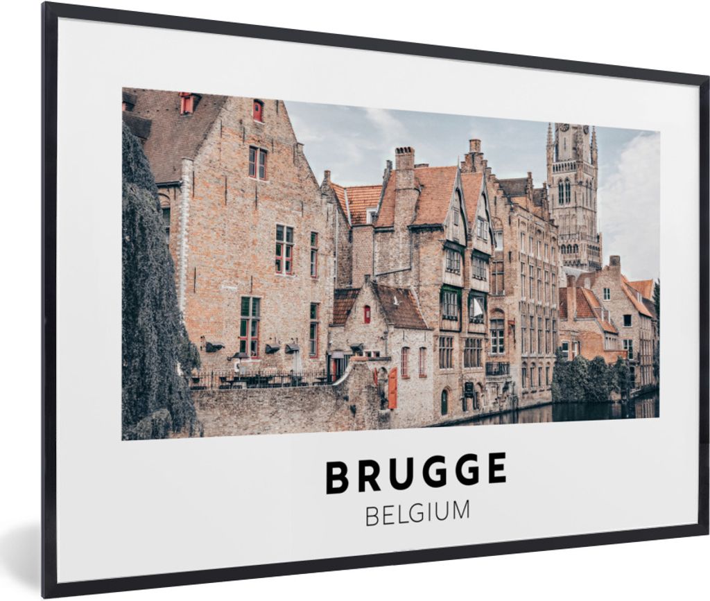 MuchoWow Gerahmtes Poster Belgien - Brügge - Haus 90x60 cm - Poster mit Schwarzem Bilderrahmen Wandposter Rahmen Foto Bilder - Fotorahmen - Foto...