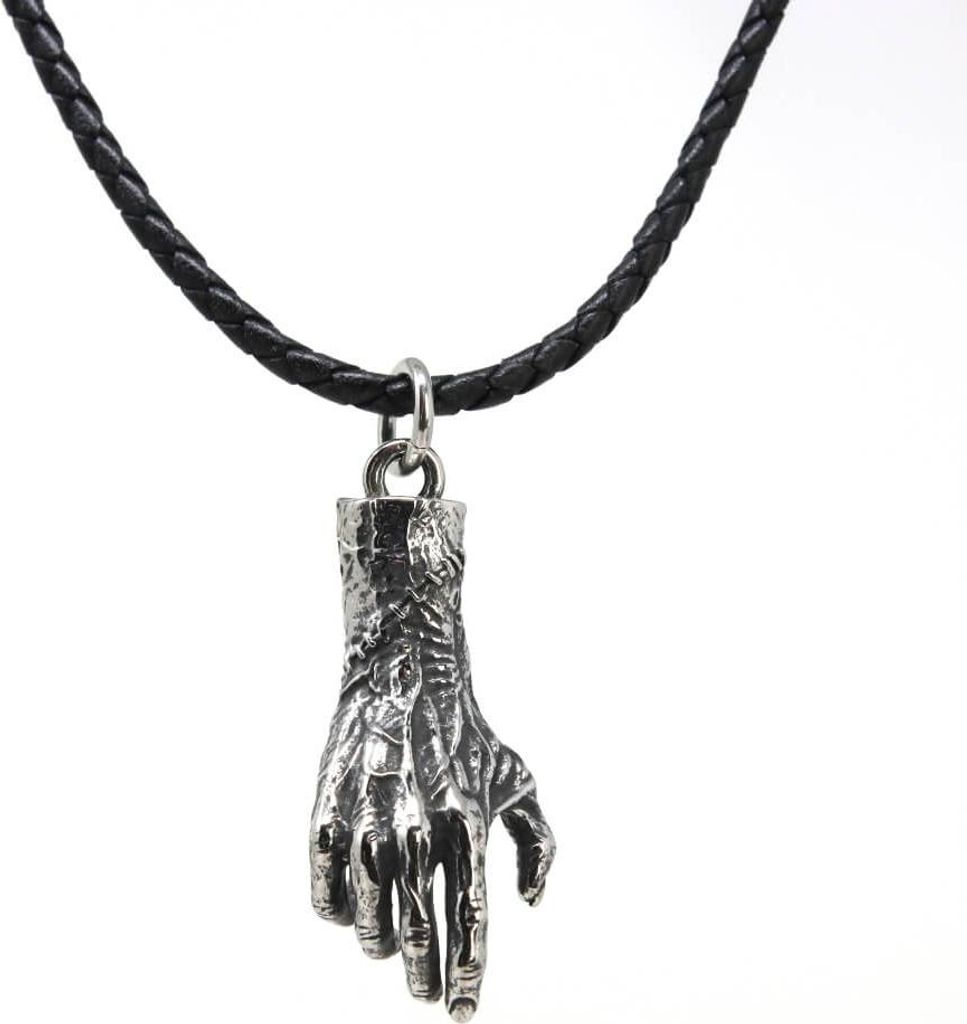 Lederkette Edelstahlkette 316L ZOMBIE HAND 50 cm Leder Produktbild 