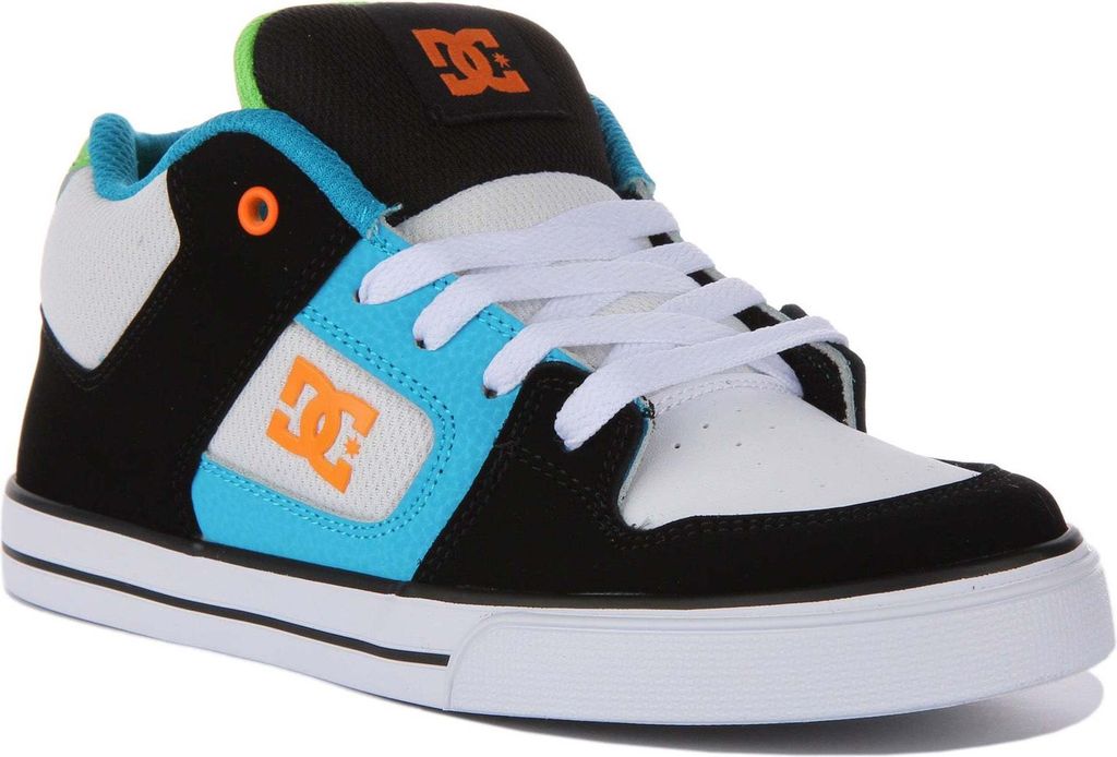 DC Shoes Pure Mid Jugend Schnürung Leder Turnschuhe Schwarz Blau – undefined / Schwarz Blau