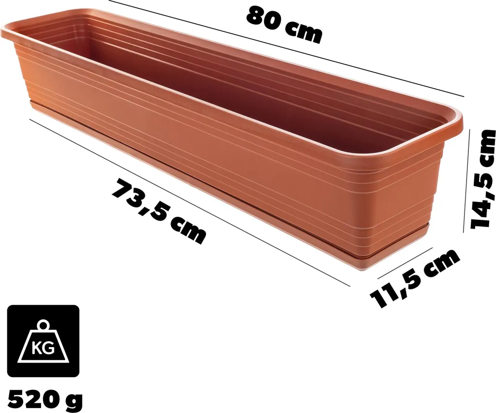 Pot de Fleurs de Balcon 80cm KADAX avec Fixation Robuste Style Pierre - 2