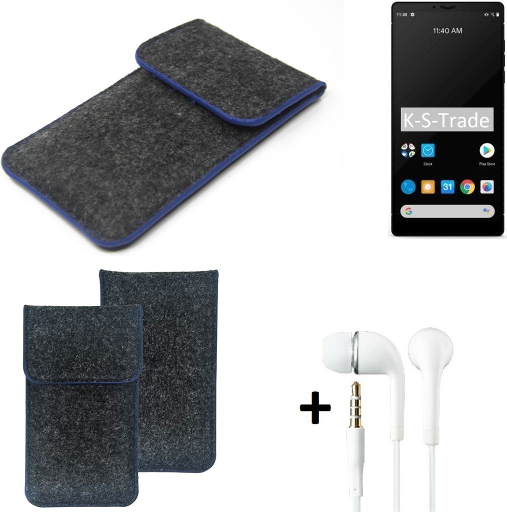 K-S-Trade Handy Schutz Hülle kompatibel mit Carbon 1 MKII Schutzhülle Handyhülle Filztasche Pouch Tasche Case Sleeve Filzhülle dunkelgrau, blauer