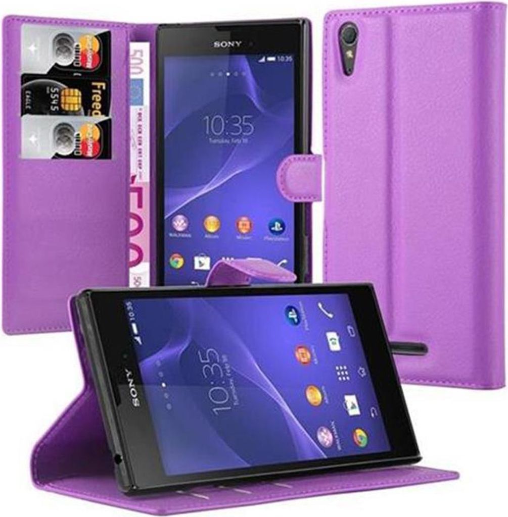Cadorabo Hülle für Sony Xperia T3 Schutz Hülle in Lila Handyhülle Etui Case Cover Magnetverschluss
