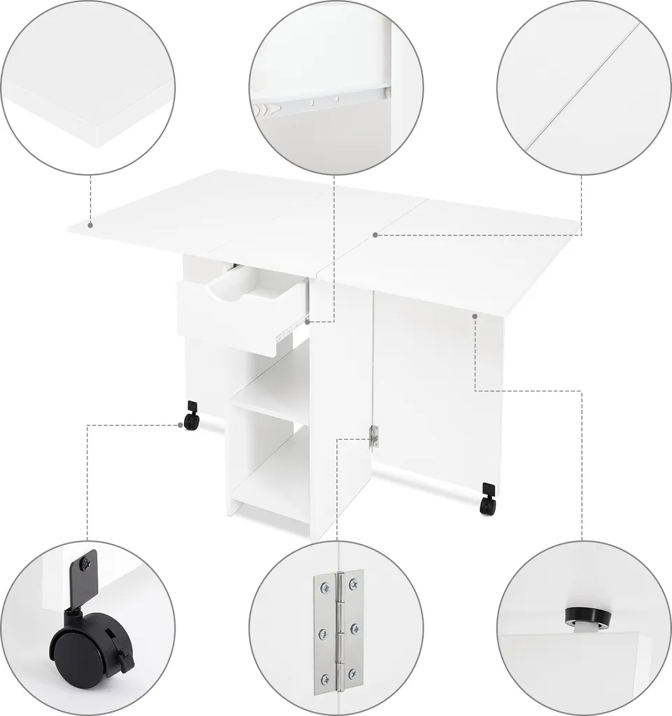 Table à manger modulable avec tiroir central et pieds réglables 120cm - 9
