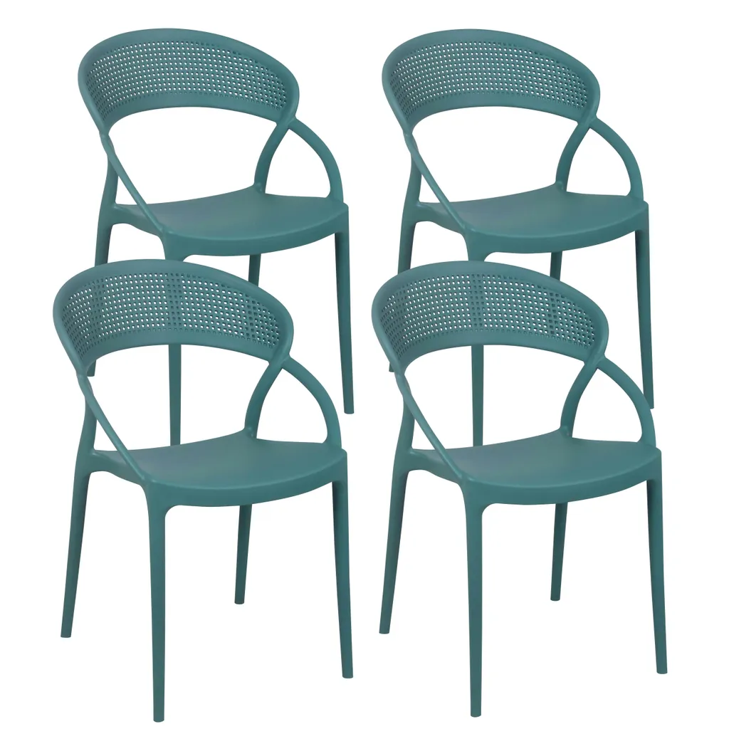 Lot de 4 chaises de terrasse vert foncé Madrid par Oviala pour jardin
