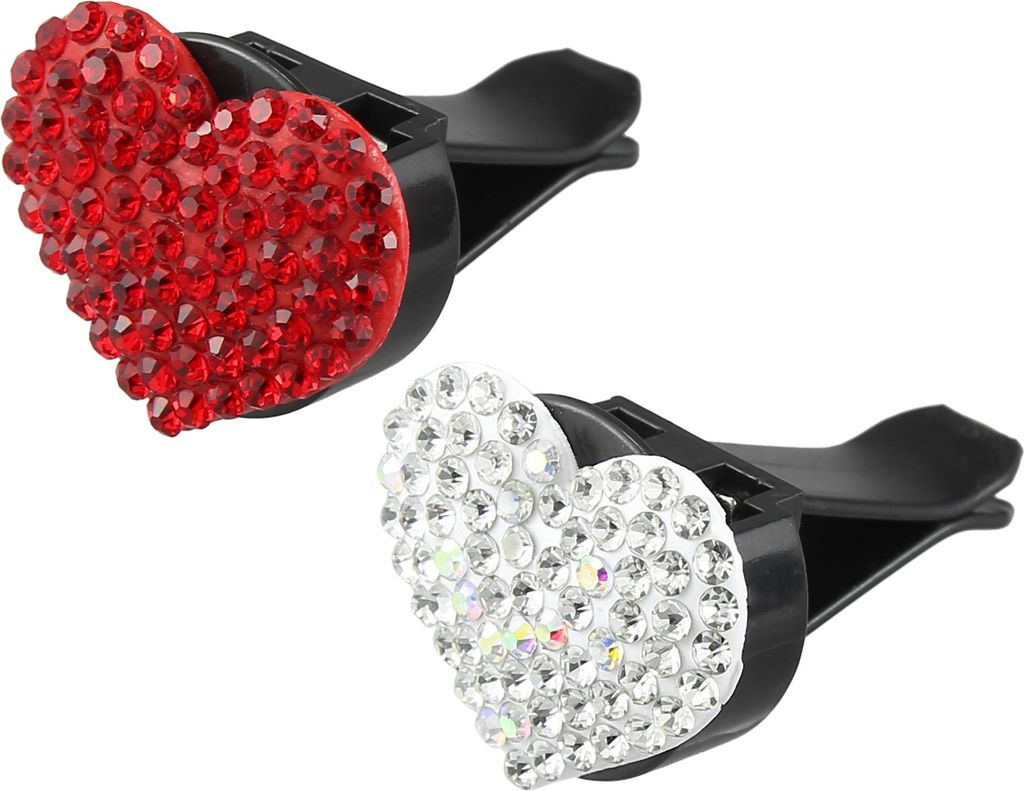 2 Stück Auto Klimaanlage Auslassventil Herzform Clips Weiß Rot