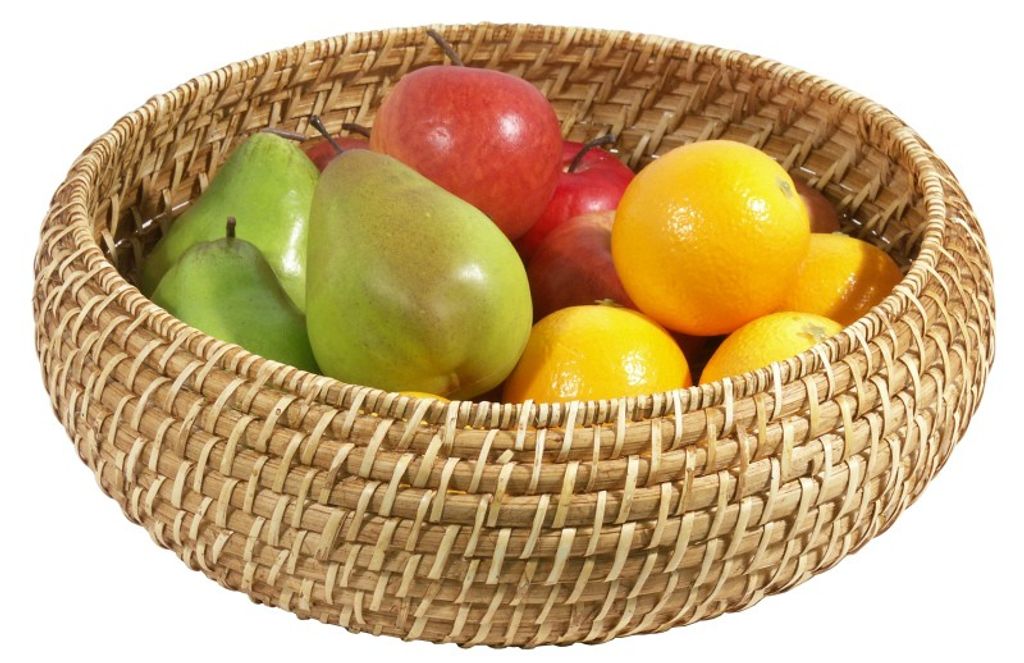 Korb, Obstkorb, rund, Bambus in Rattanschiene, Ø25-34,5 cm wählbar : 34,5 cm Variante: 34,5 cm