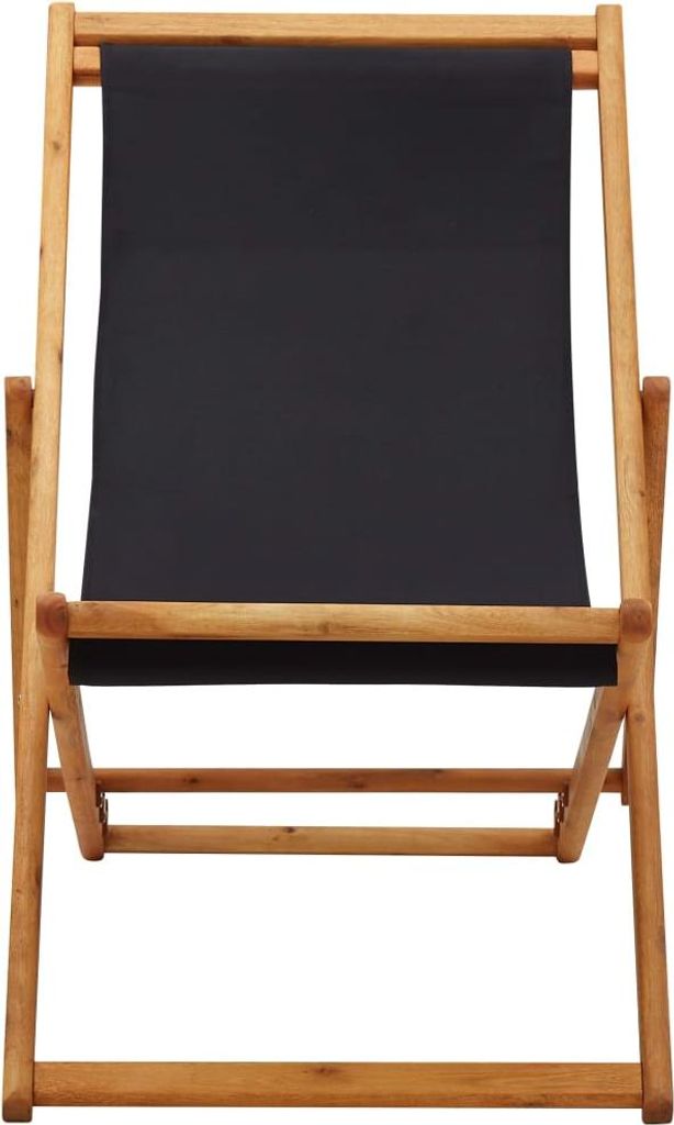 vidaXL Strandstuhl Klappbar Eukalyptusholz und Stoff Schwarz