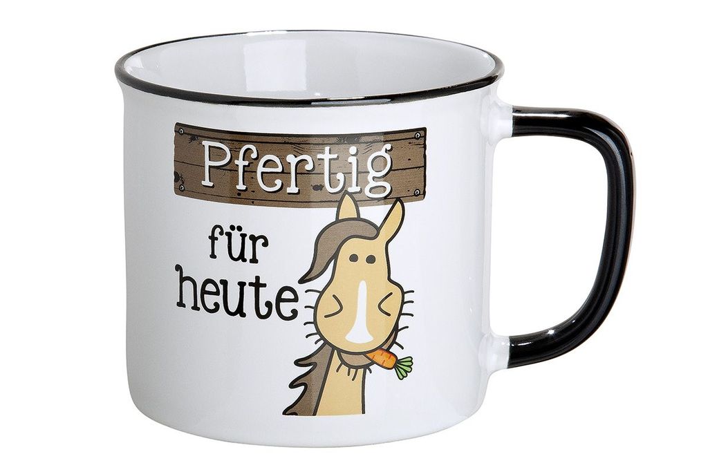 GILDE 1 Kaffeebecher Pfertig für heute Keramik Tasse 390 ml Produktbild 