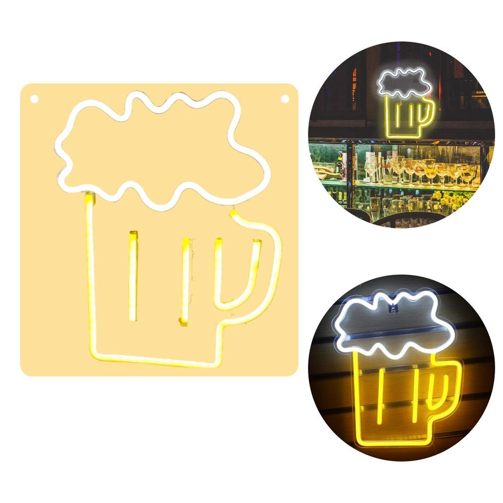 Bier Neon Schild Leuchtreklame Zeichen Gelb Weiß Led Schild Neonlicht Dekorative Wandleuchten für Bar Pub Nachtclub Restaurant Store Festival Feier