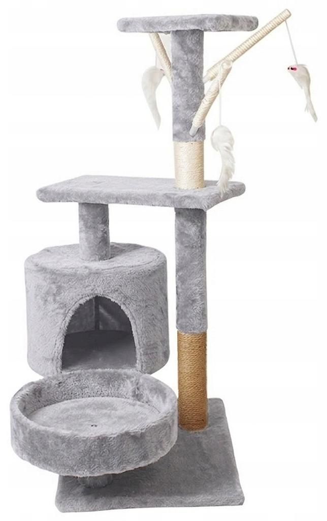 Škrabadlo pro kočku - strom, sloupek, šedé, 4 úrovně, 88 cm Obrázek produktu 