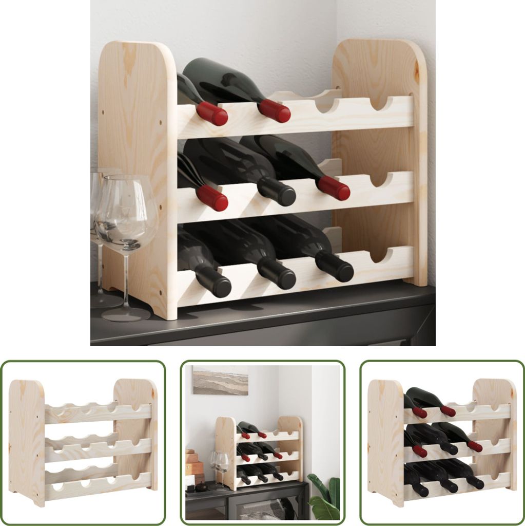 The Living Store Weinregal 43x25x37 cm Massivholz Kiefer