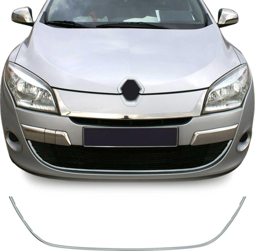 Kühlergrill Leisten Grillleisten für Renault Megane 2012-2015 Chrom Silber