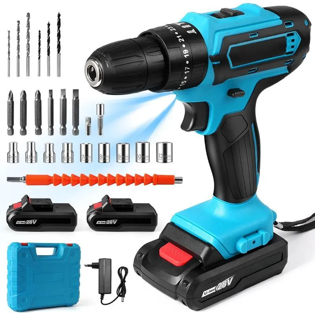 Trapano Avvitatore a Batteria 32Nm con 2 Batterie: Kit Fai da Te UE