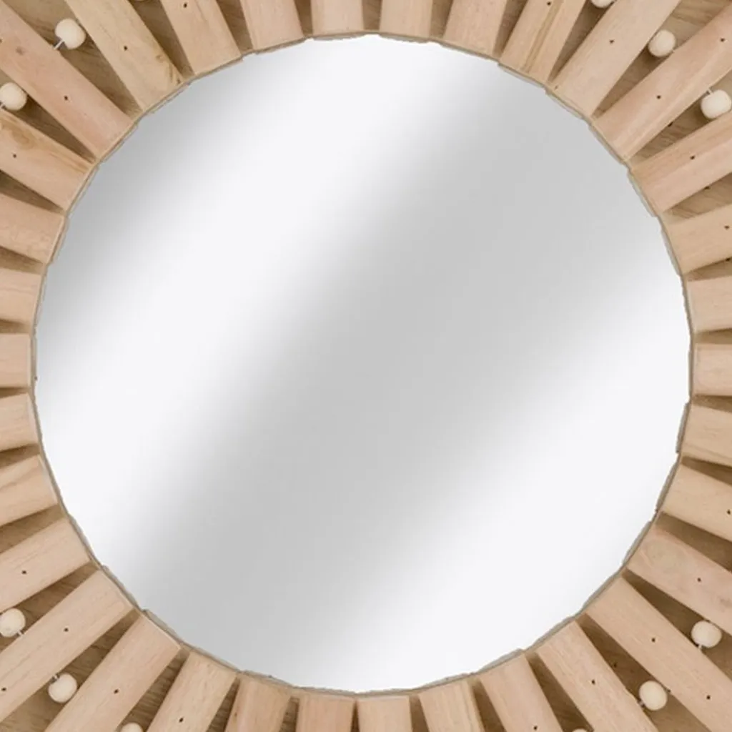 Miroir Mural de Salon en Bois 30cm - Décoration Murale Entrée Soleil