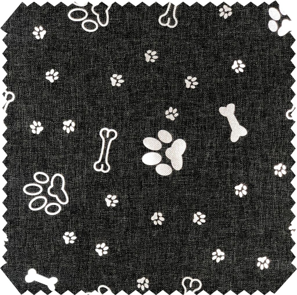 novely OXFORD 330D - Knochen Pfoten Silber Meliert - Outdoor-Polsterstoff mit Print - Wasserabweisender Möbelstoff - Pflegeleichte Meterware 1lfm