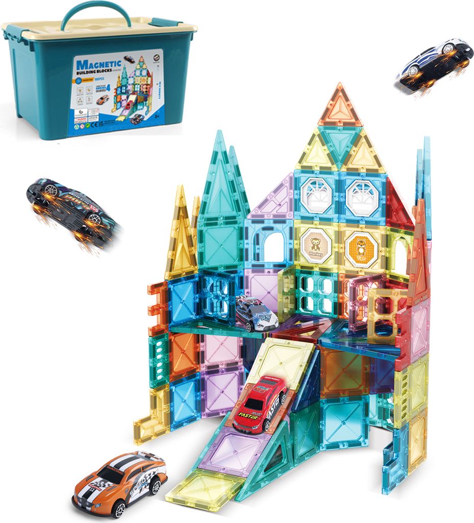 Magnetische Bausteine, 108 Teile Starker Magnet Spielzeug Kinder, Farbenfrohe Magnetbausteine für Kinder ab 3 Jahre