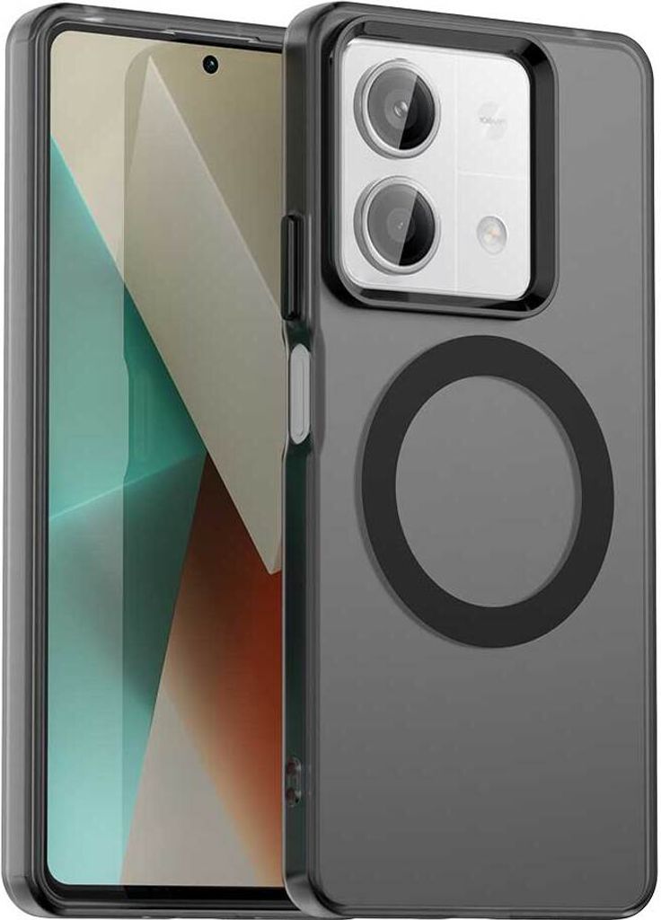Magnetisch Hülle für Xiaomi Redmi Note 13 5G / Poco X6 Neo 5G, Schlank Durchscheinend Matt Stoßfest Handyhülle Schwarz