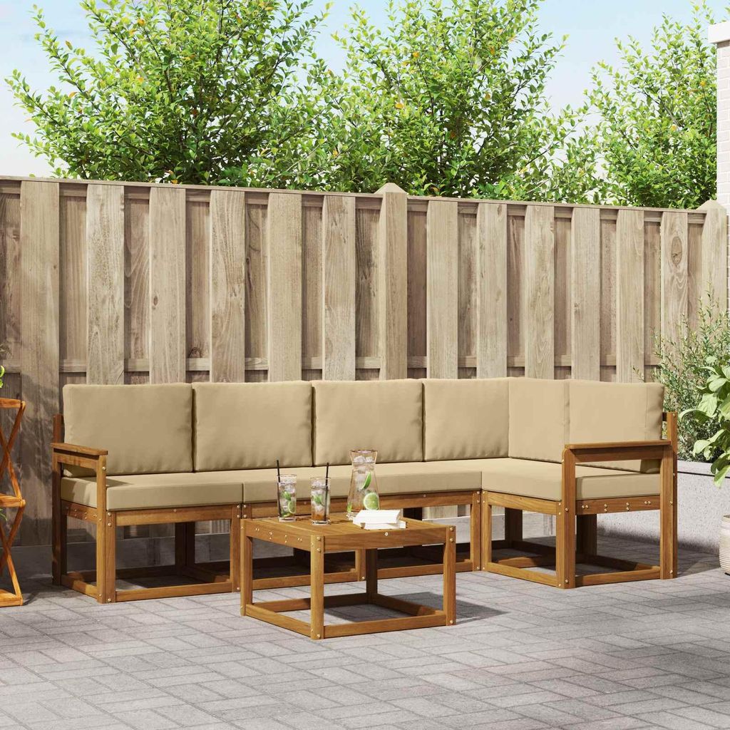 Sofa Set - VIDAXL - Loungesofa - mit Kissen - 6 pcs - Natur und Beige