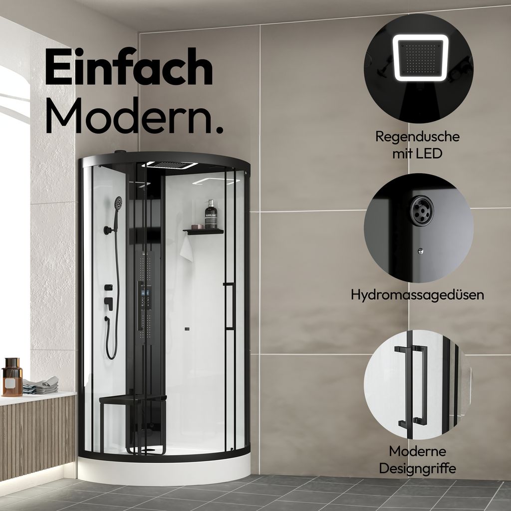 Dusche Komplett Marwell Dampf Duschkabine Spa Round Produktbild 1