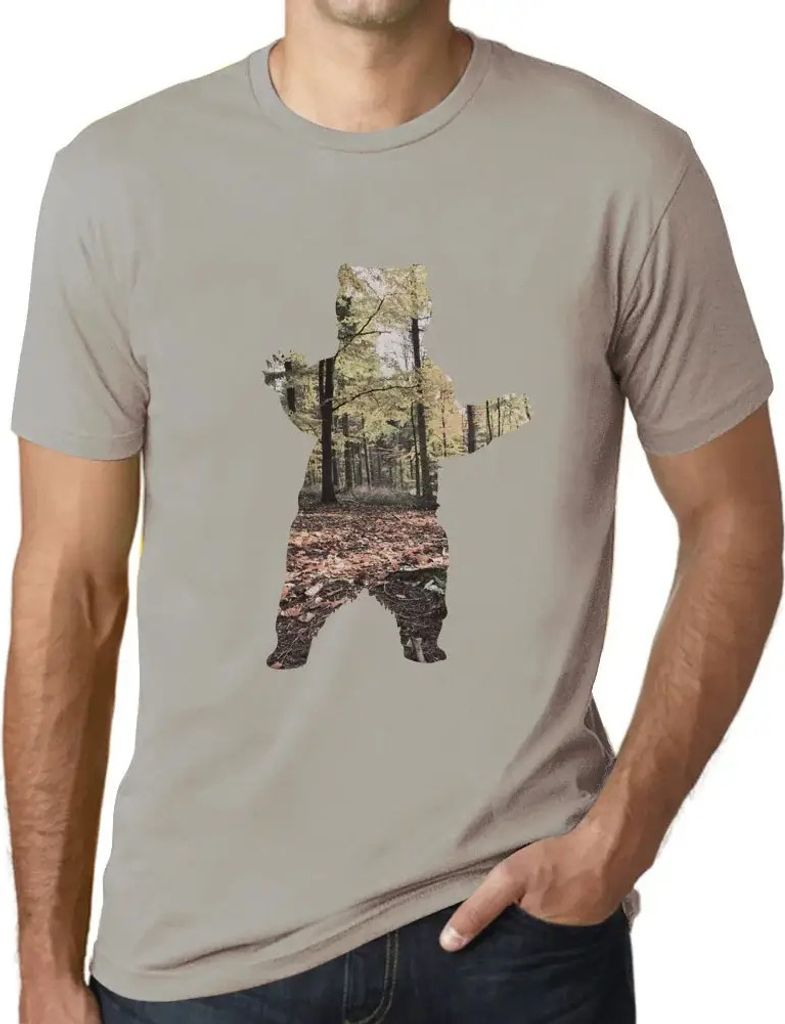 Herren Grafik T-Shirt Bärenbäume – Bear Trees – Öko-Verantwortlich Vintage Jahrgang Kurzarm Lustige Druck Geburtstag Geschenk Mann