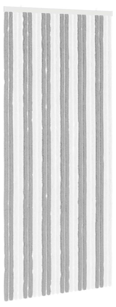 vidaXL Insektenvorhang Chenille Grau und Weiß 100 x 230 cm 100% PP