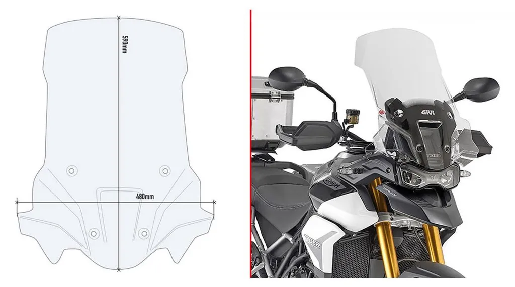 Pare-brise de rechange Givi D6418ST transparent pour Triumph Tiger 900