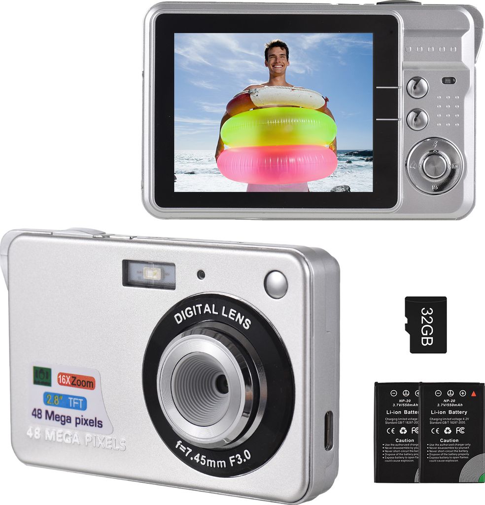 4K-Digitalkamera, Videokamera, Camcorder, 48 MP, 2,8-Zoll-TFT-Bildschirm, Autofokus, 16-facher Digitalzoom, Anti-Shake-Funktion, Gesichtserkennung,...