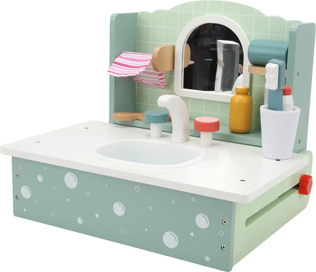 Coiffeuse Enfant avec Lavabo en Bois : Ensemble de Maquillage Éducatif