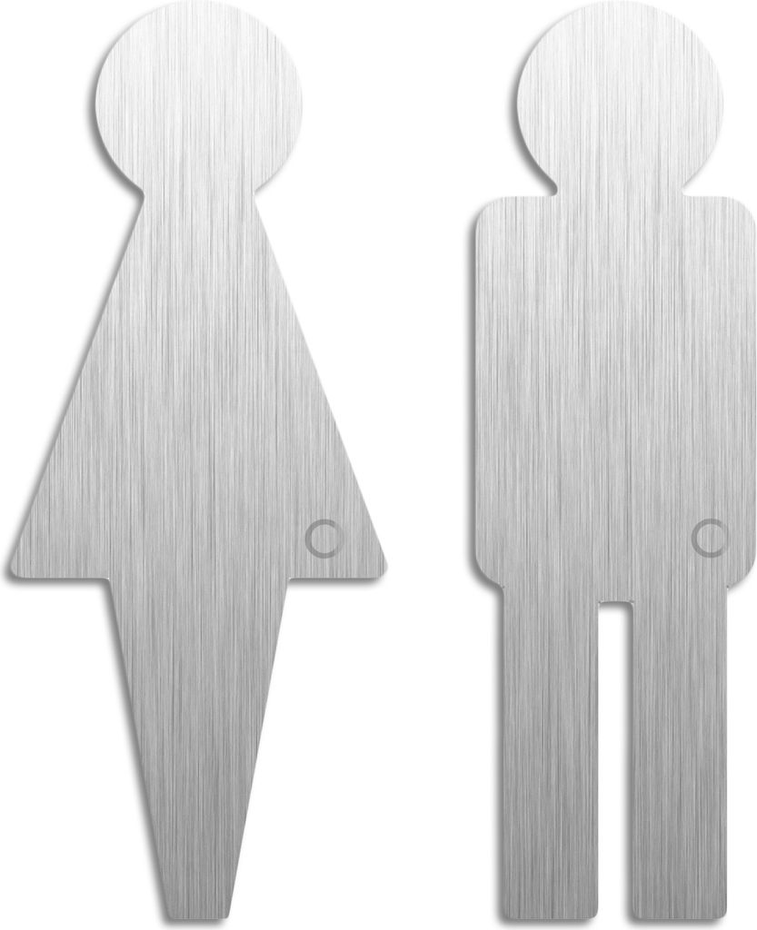 WC Schilder Set Toiletten Piktogramme Edelstahlschilder 2er-Set Frau + Mann H = 120 mm