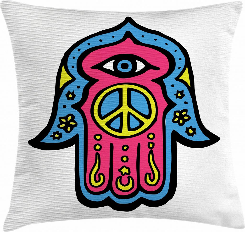 ABAKUHAUS Hamsa Kissenbezug, Hippie Boho Hand Fatima, Waschbar mit Reißverschluss Kissenhülle mit Farbfesten Klaren Farben Beidseitiger Druck, 40...