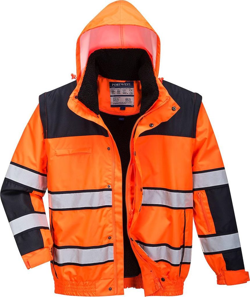 Portwest C466 Klassische Warnschutz-Pilotjacke Orange/Black Gr. 4XL