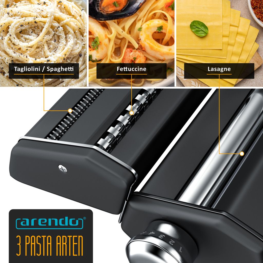 Macchina Per Pasta Manuale In Acciaio Inox - Pressa Con 7 Stampini Per Spaghetti, Lasagne, Fettuccine E Tagliatelle