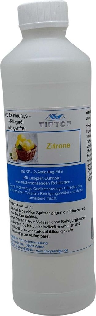 TIPTOP WC Reinigungs- und Pflegeöl - allergenfrei -500ml - mehrere Duftnoten zur Auswahl – Zitrone