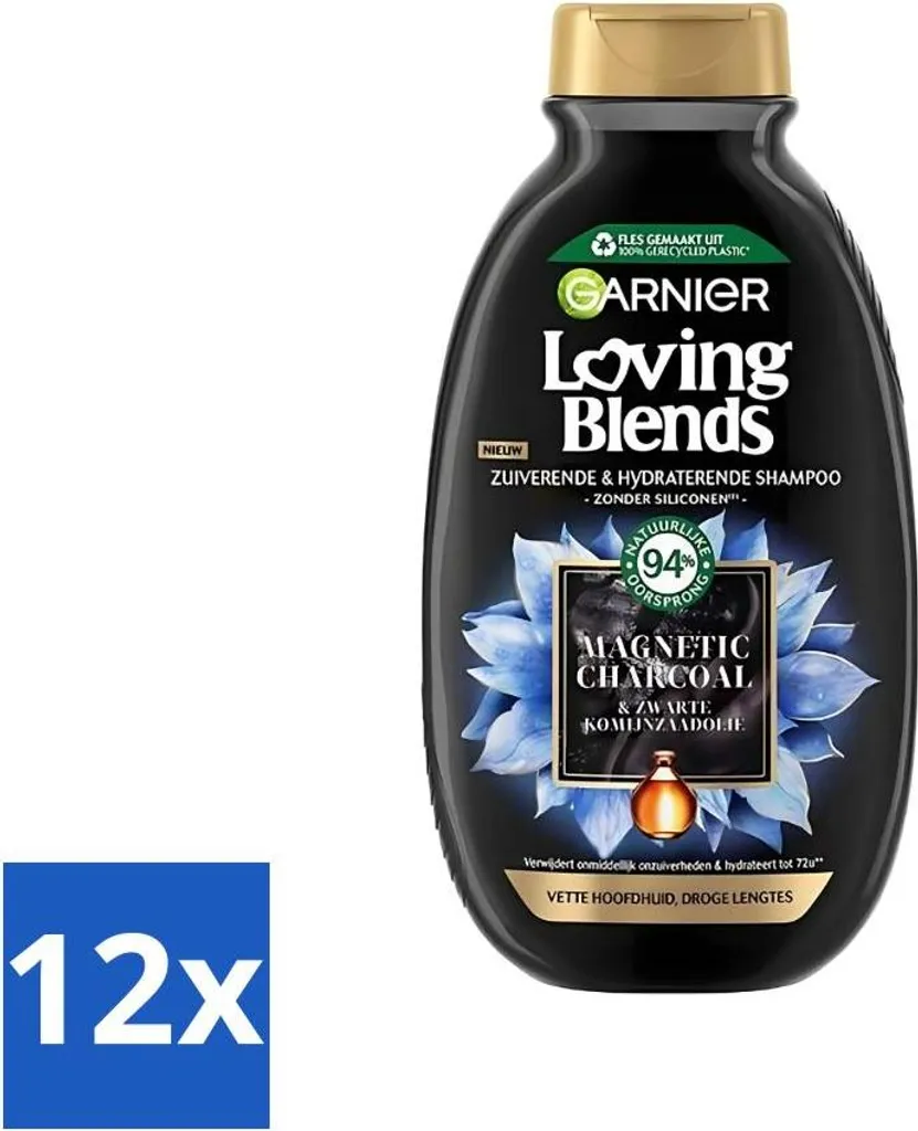Shampoo Garnier Carbone Magnetico 12x300ml - Addio Cute Grassa e Punte Secche