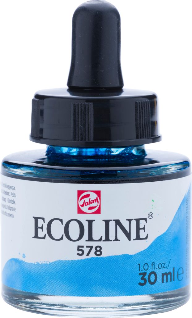 Talens - Ecoline Aquarellflasche 30 ml, Himmelblau (Cyan)