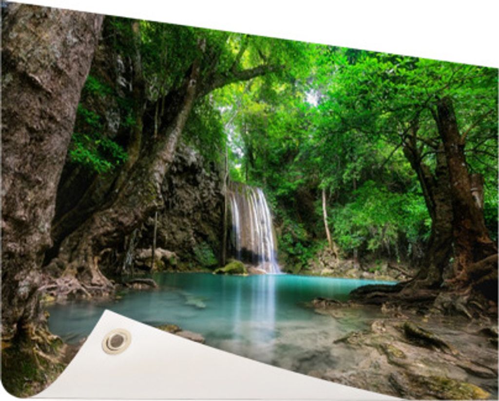 Gartenposter - 120x80 cm - Erawan Wasserfall im Dschungel Thailand Foto - Modernes Wandbilder - Natur