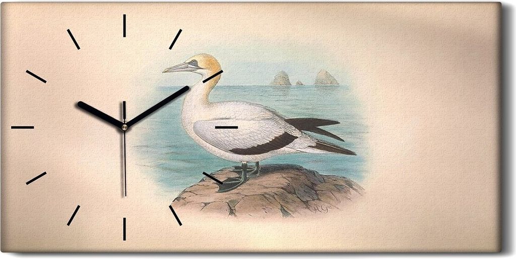 Wandbild Leinwand Bilder mit Uhr 60x30 Vögel Wild Tiere Zeichnung Kunst - schwarze Hände