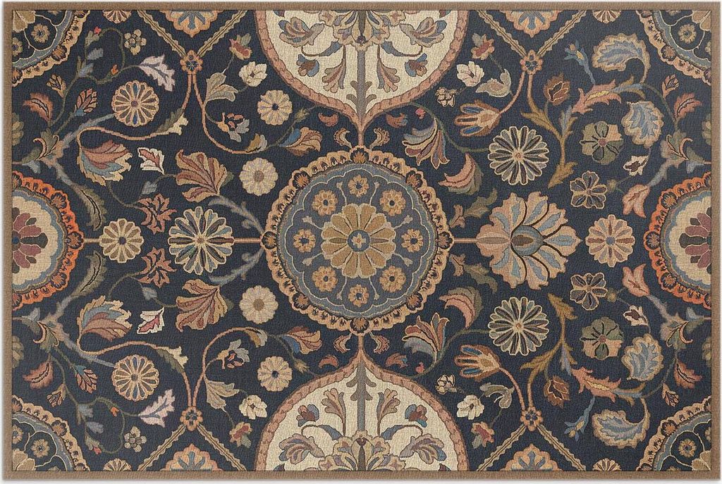 Pflanzenornamente dekoratives Vintage-Muster – Vinylteppich – 150x225 cm – Outdoor Teppich – Terrasse – Wetterfest – Modern